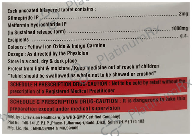 Geoglim G 2/1000mg Tablet 10s