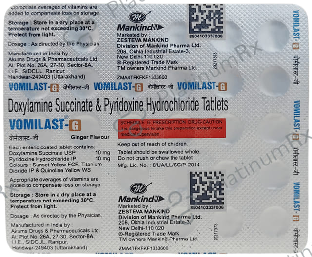 Vomilast G 10/10mg Tablet Ginger 30s