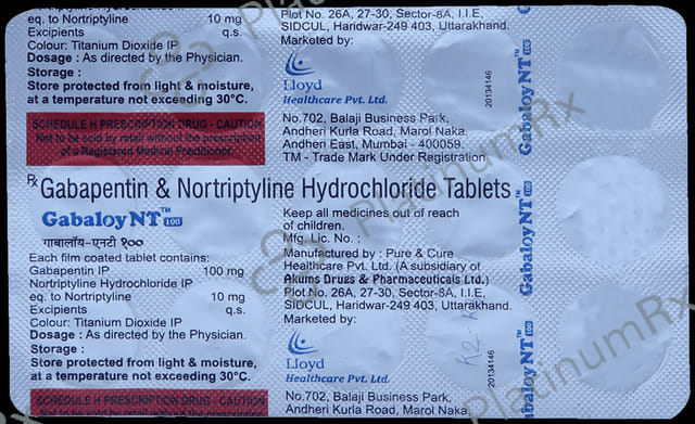 Gabaloy NT 100/10mg Tablet 15s