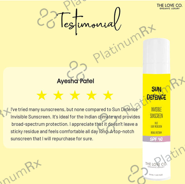 The Love Co Sun Defence Invisible Sunscreen SPF 40 Lotion 50ml