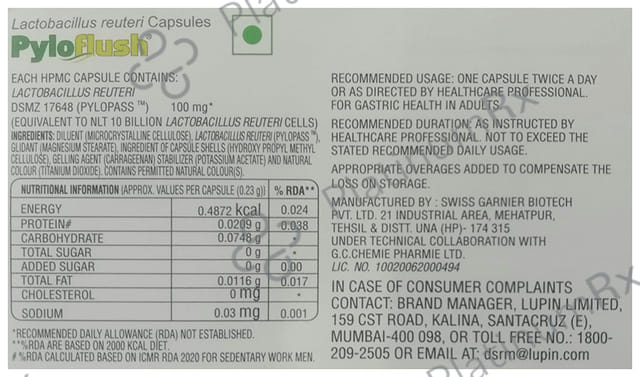 Pyloflush 100mg Capsule 10s