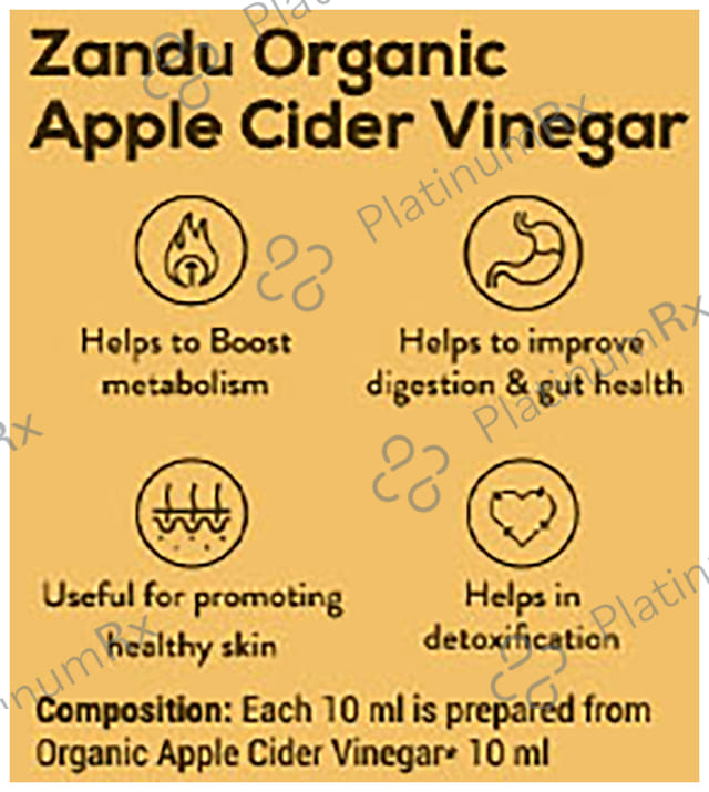 Zandu Organic Apple Cider Vinegar ACV with The Mother - Raw, Unfiltered & Unpasteurized