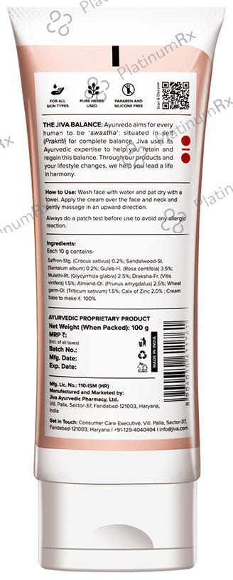 Jiva Ayurveda Saffron Cream Brightening (100gm Each) 2 Tubes