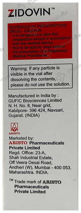 Zidovin Solution for Infusion