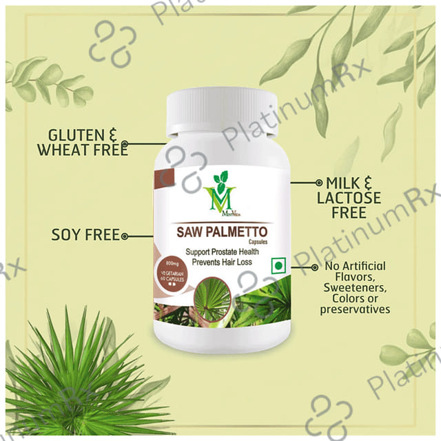 Mint Veda Saw Palmetto Vegetarian Capsules for Prostate Health and Hair Growth