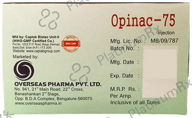 Opinac 75mg Injection 1ml