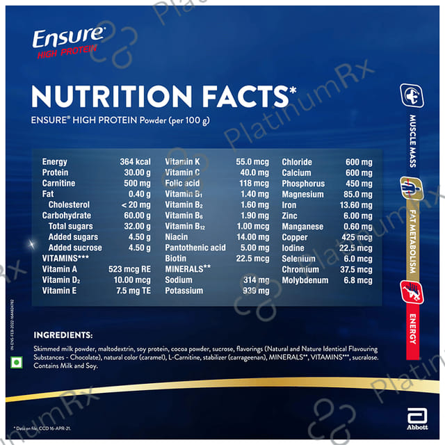 Ensure High Protein Powder Chocolate Flavour 400gm