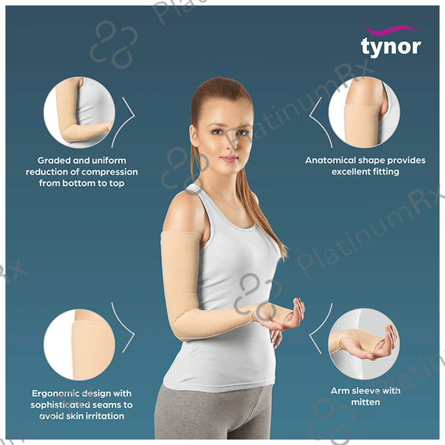 Tynor I 75 Compression Garment Arm Sleeve with Mitten Medium Normal