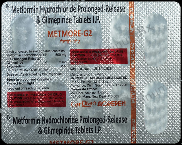 Metmore G 2 mg/500 mg Tablet PR 10s