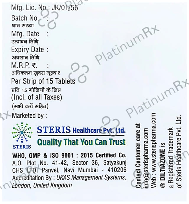 Diltiazone SR 120mg Tablet 15s