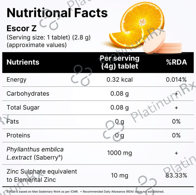 Glutone Glutone 1000 15(6)& Escor-Z 20(6) Effervescent Tablet Orange