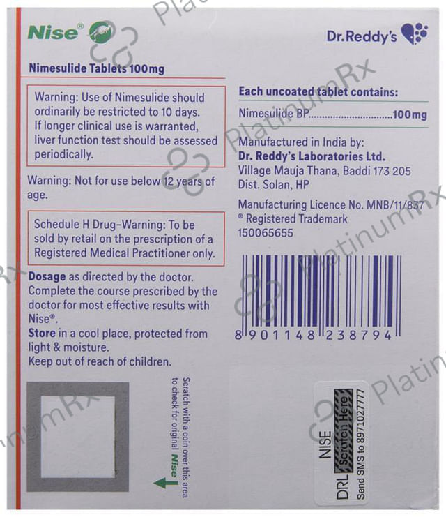Nise 100mg Tablet 15s