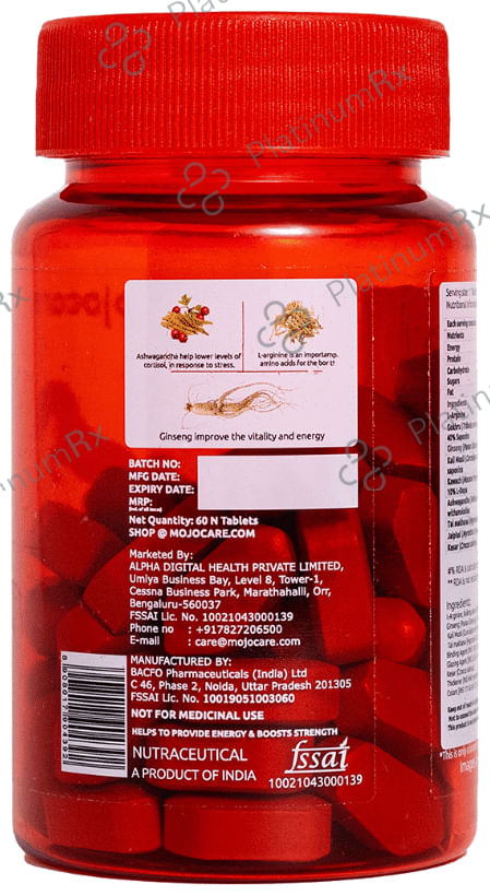 Mojocare Hard & Up Tablet with Ashwagandha, Ginseng & L-Arginine - Helps Boost Strength & Energy 60 tablets