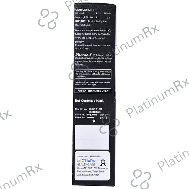 Atharv Healthcare Minrav 5 Minoxidil 5% Topical Solution