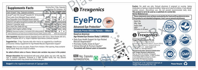Trexgenics EyePro AREDS2 Eye Care Veg Capsule