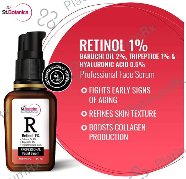 St.Botanica R Retinol 1% + Bakuchi Oil 2% + Tripeptide 1% + Hyaluronic Acid 0.5% Professional Facial Serum
