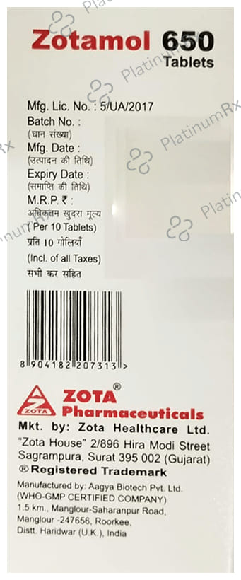 Zotamol 650mg Tablet 10s