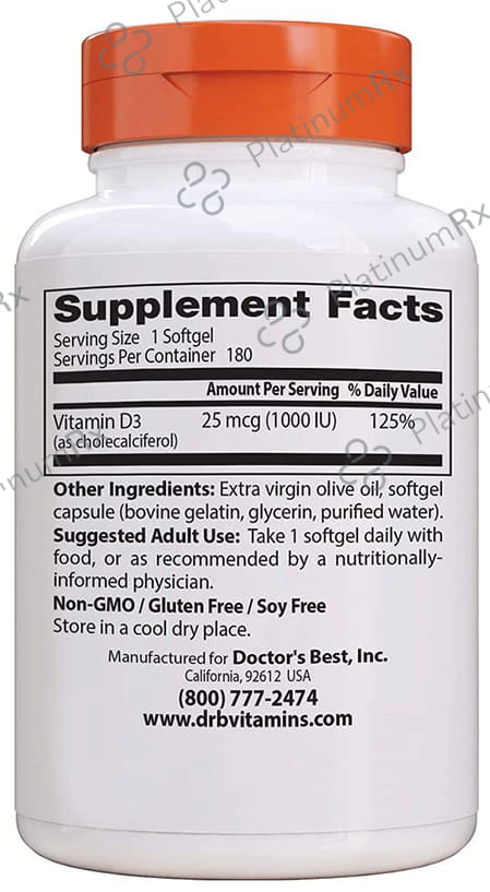 Doctor's Best Vitamin D3 1000IU Softgel 180s