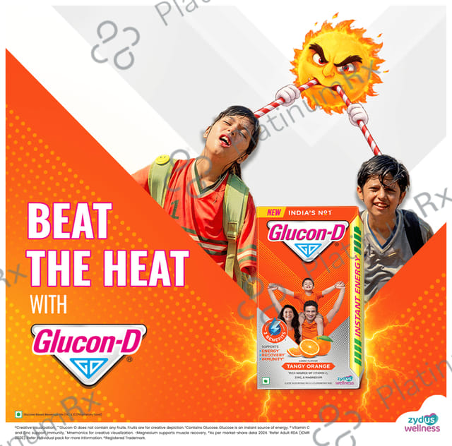 Glucon D with Glucose, Calcium, Vitamin C & Sucrose Flavour Tangy Orange Powder 200gm