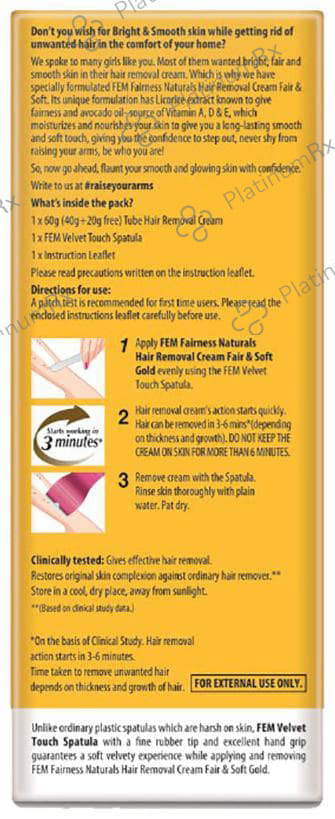 Fem Fair & Soft Hair Removal Cream Gold 60gm
