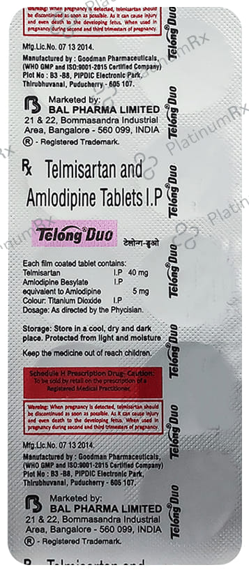 Telong Duo 40/5mg Tablet 10s