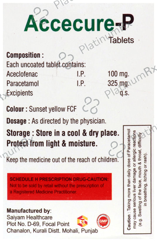 Accecure P 100/325mg Tablet 10s