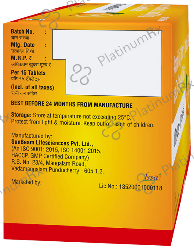 Glencee D Ascorbic Acid, Vitamin D3 60K and Zinc Chewable Tablet Orange 15s