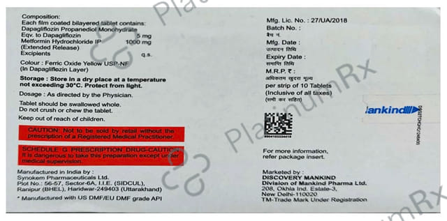 Sgltd M 5mg/1000mg Tablet