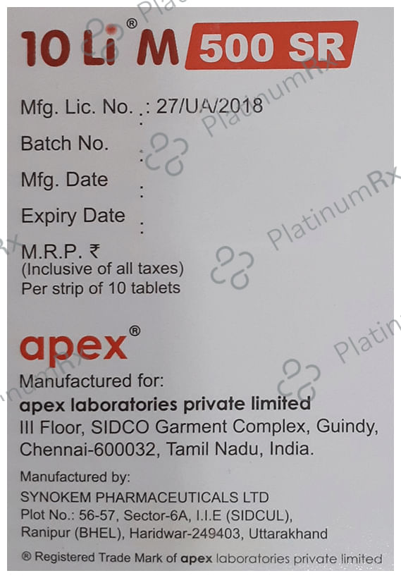 10 LI M 500/20mg SR Tablet 10s