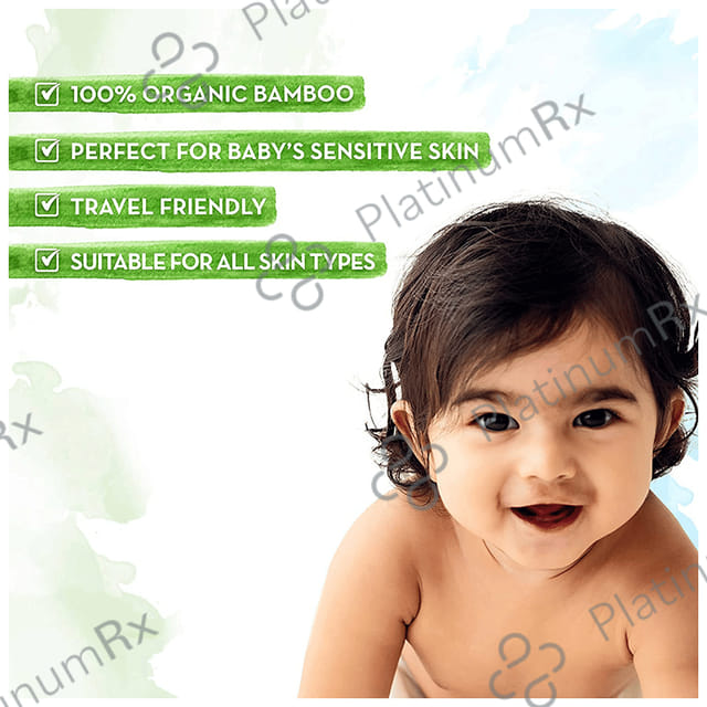 Mamaearth Organic Bamboo Based Wipes - With Castor Oil & Aloe Vera