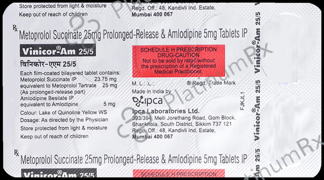 Vinicor AM 5/25mg Tablet PR 10s