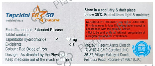 Tapcidol ER 50mg Tablet 10s