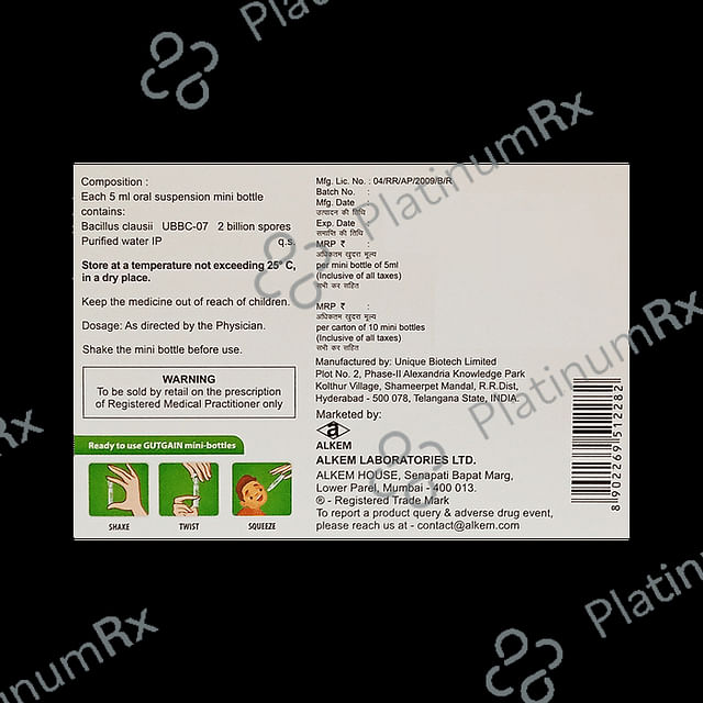 Gutgain Oral Suspension (5ml Each) 10s