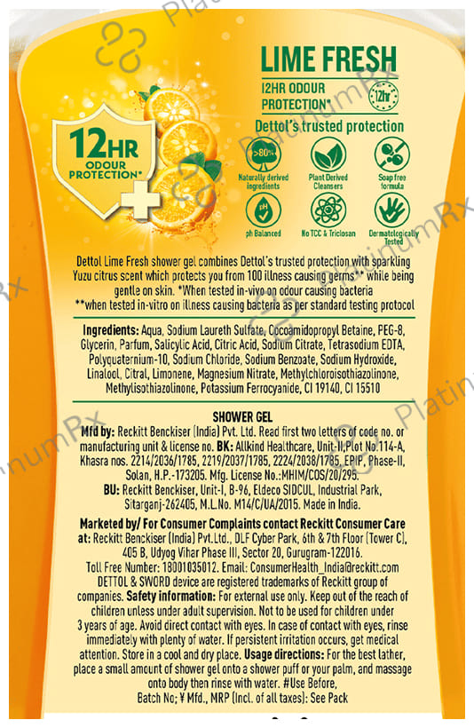 Dettol Bodywash & Shower Gel - pH Balanced & Soap Free Lime Fresh