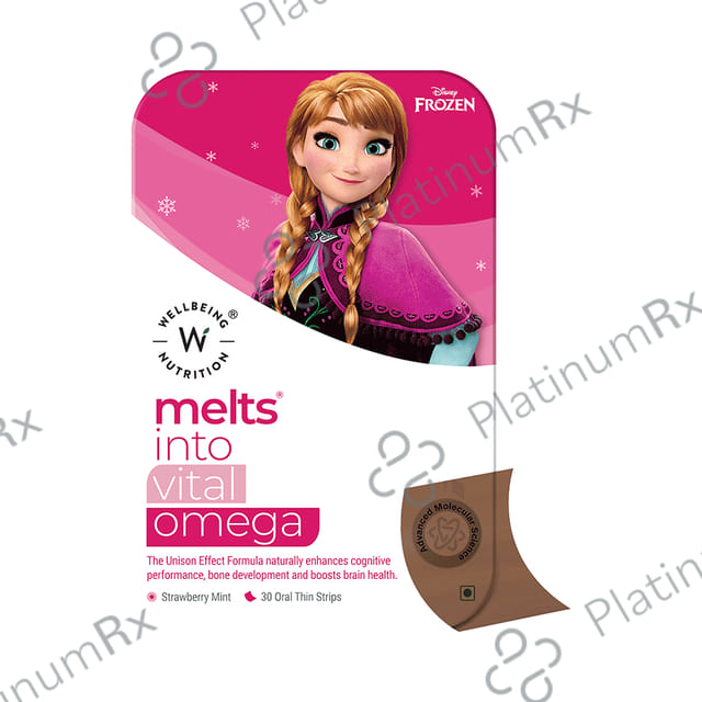 Wellbeing Nutrition Disney Frozen Melts into Vital Omega Oral Thin Strip Age 6+ Strawberry Mint