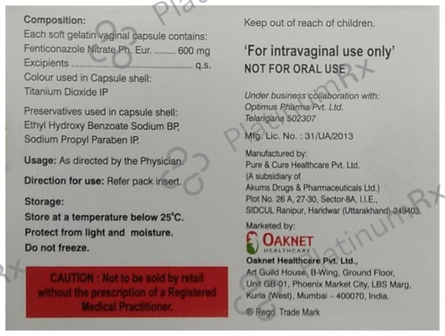 Cosfen 600mg Vaginal Capsule 1s