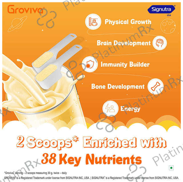 Groviva Child Nutrition for Physical Growth, Brain Development & Immunity Flavour Mango Powder 200gm
