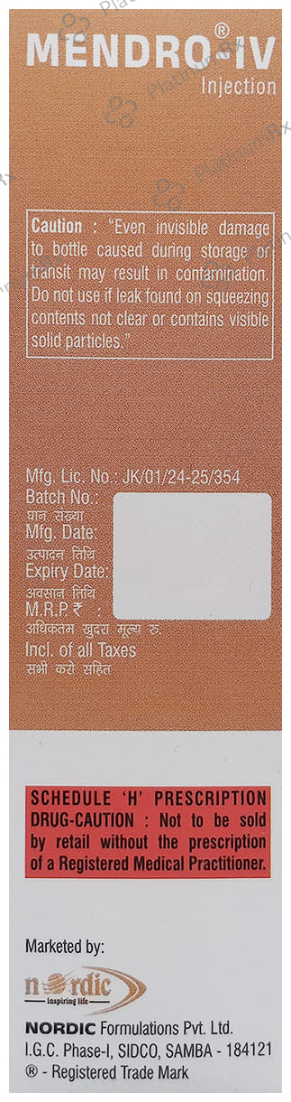 Mendro Iv 500mg Injection 100ml
