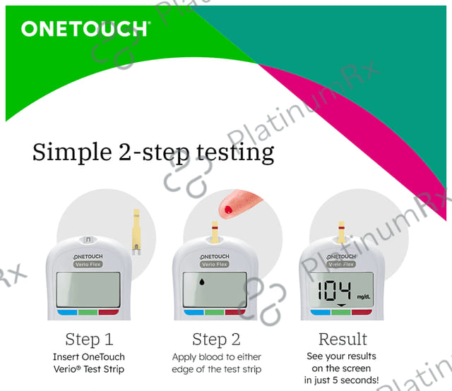 OneTouch Verio Flex Glucometer (10 Test Strips Free) 1Kit