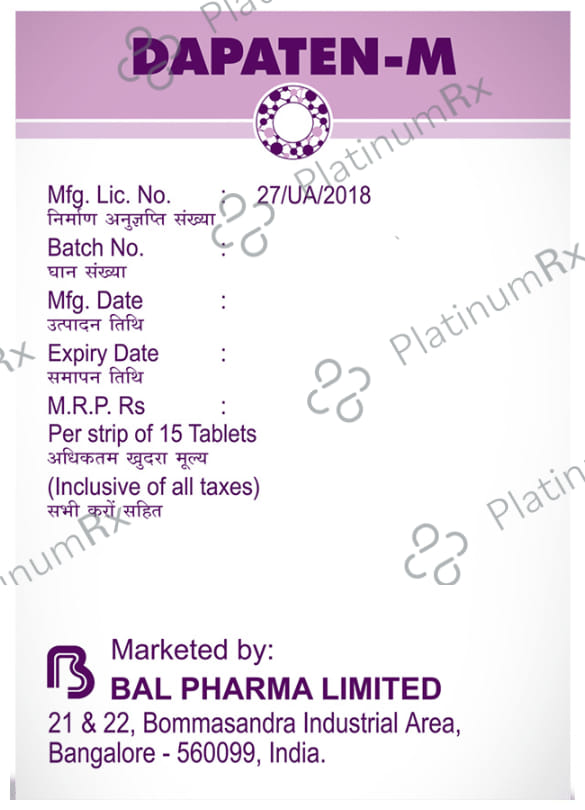 Dapaten M 10/500mg Tablet ER 15s