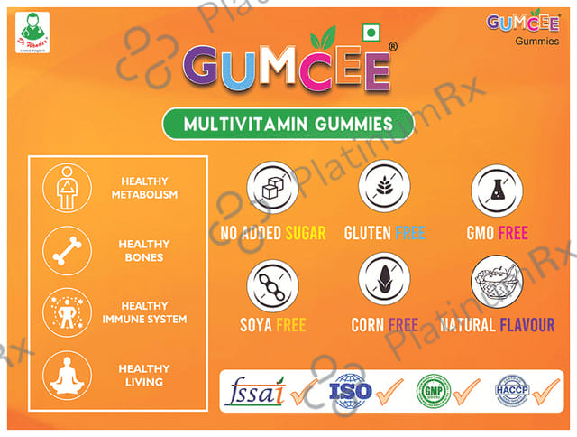 Gumcee Multivitamin Gummies with 15 Essential Vitamins (30 Each) Mix Fruit 1 Bottle