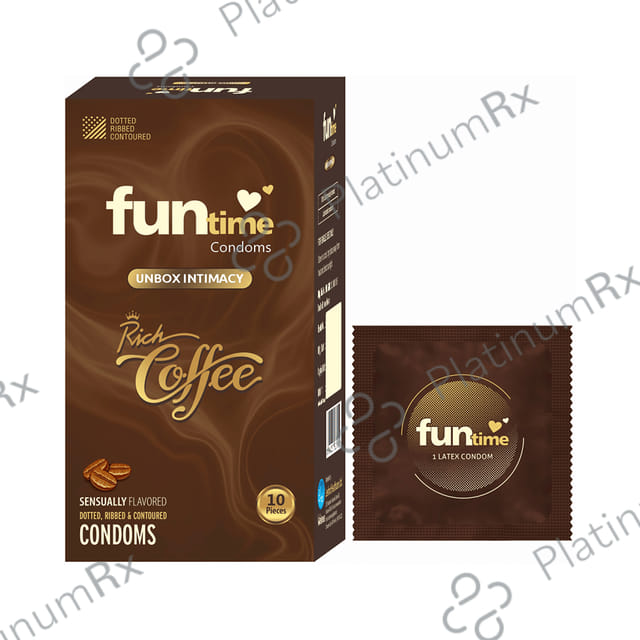 Funtime Dotted Ribbed & Contoured Rich Coffee Flavour Condom 10s