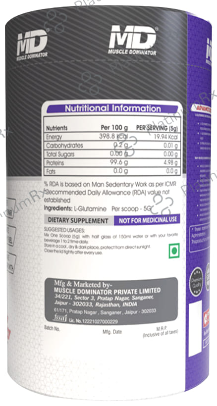 Muscle Dominator Glutamine Powder Unflavored