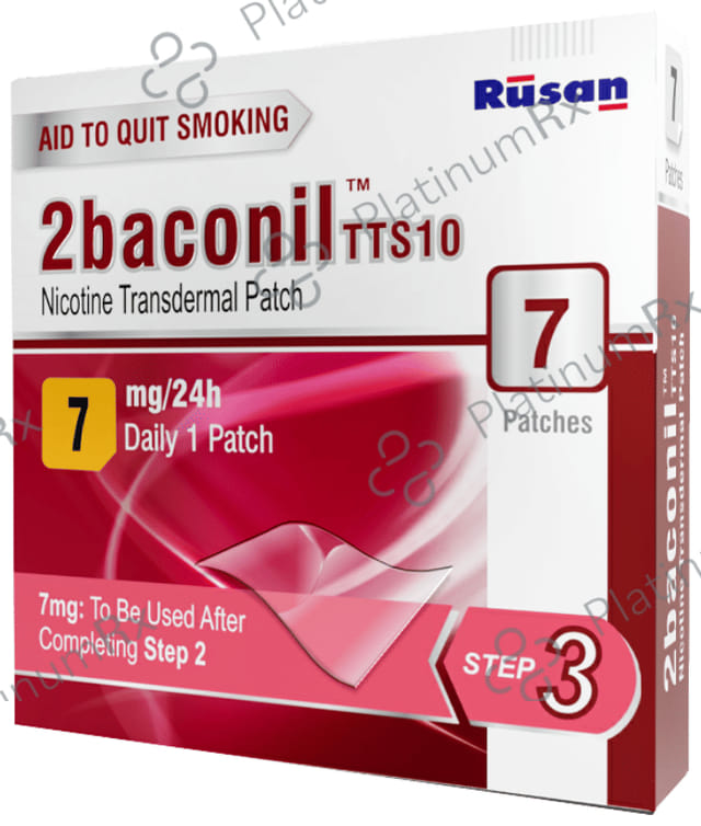 2baconil TTS10 7mg Step 3 Nicotine Transdermal Patch 7s