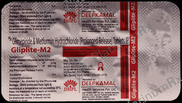 Gliplite M 2mg/500mg Tablet PR