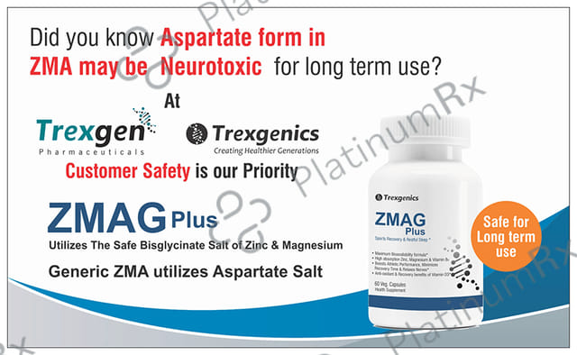 Trexgenics ZMAG Plus - With Zinc, Magnesium & Vitamin B6 - Veg Capsules for Sports Recovery & Restful Sleep