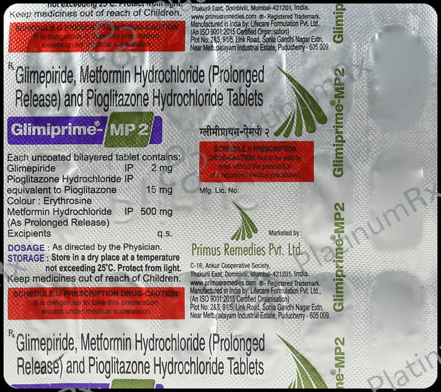 Glimiprime MP 2/500/15mg Tablet PR 15s