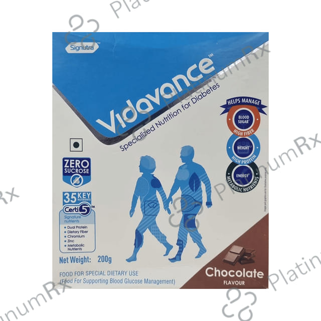 Vidavance Powder for Diabetes Sucrose Free Chocolate Flavour Powder 200gm