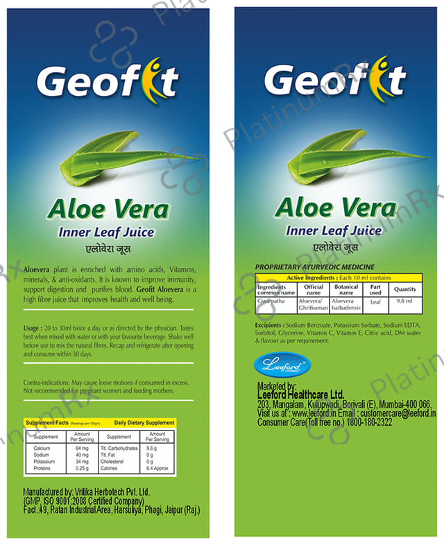 Geofit Aloe Vera Inner Leaf Juice 500 ml