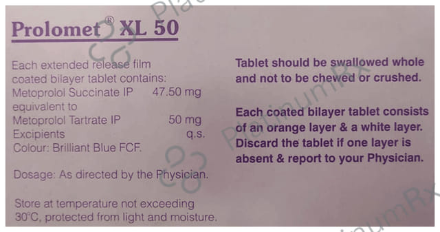 Prolomet XL 50mg Tablet ER 15s